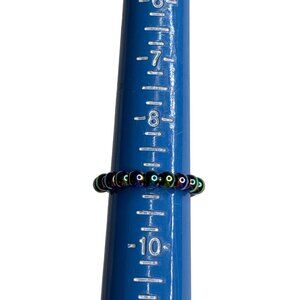 Iridescent Beaded Metal Ring Size 9